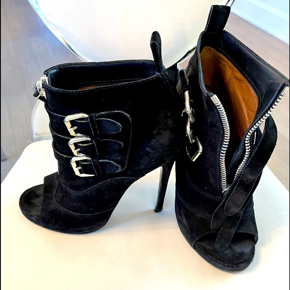 Tabitha Simmons black open toe booties